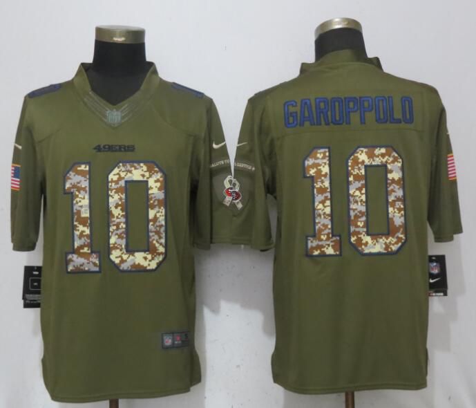 Men San Francisco 49ers #10 Garoppolo Green Salute To Service Nike Limited NFL Jerseys->->NFL Jersey